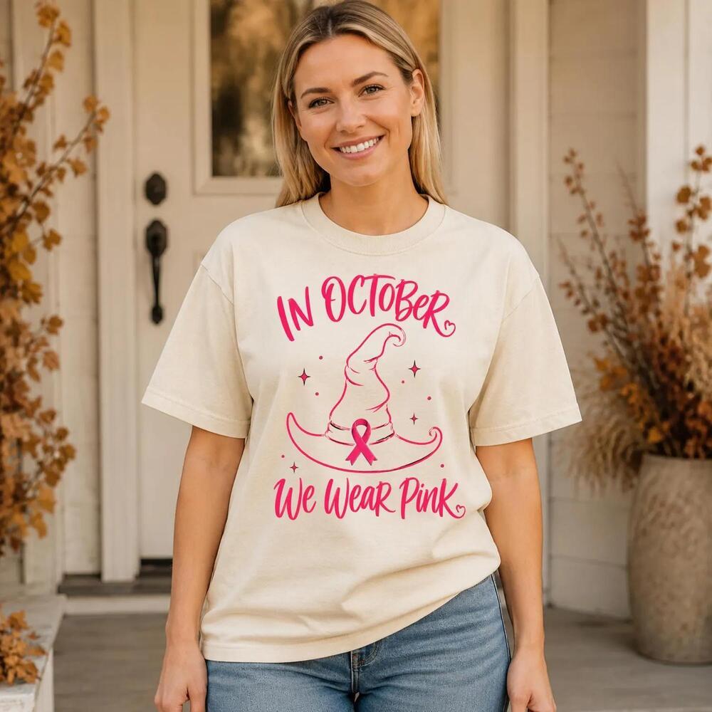 Awareness Witch Hat Shirt, In October We Wear T-Shirt